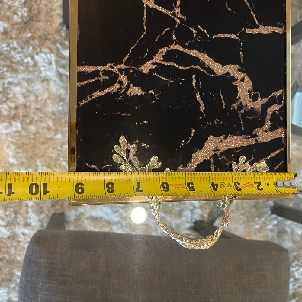 Luxury Agate black Gold leaf tray